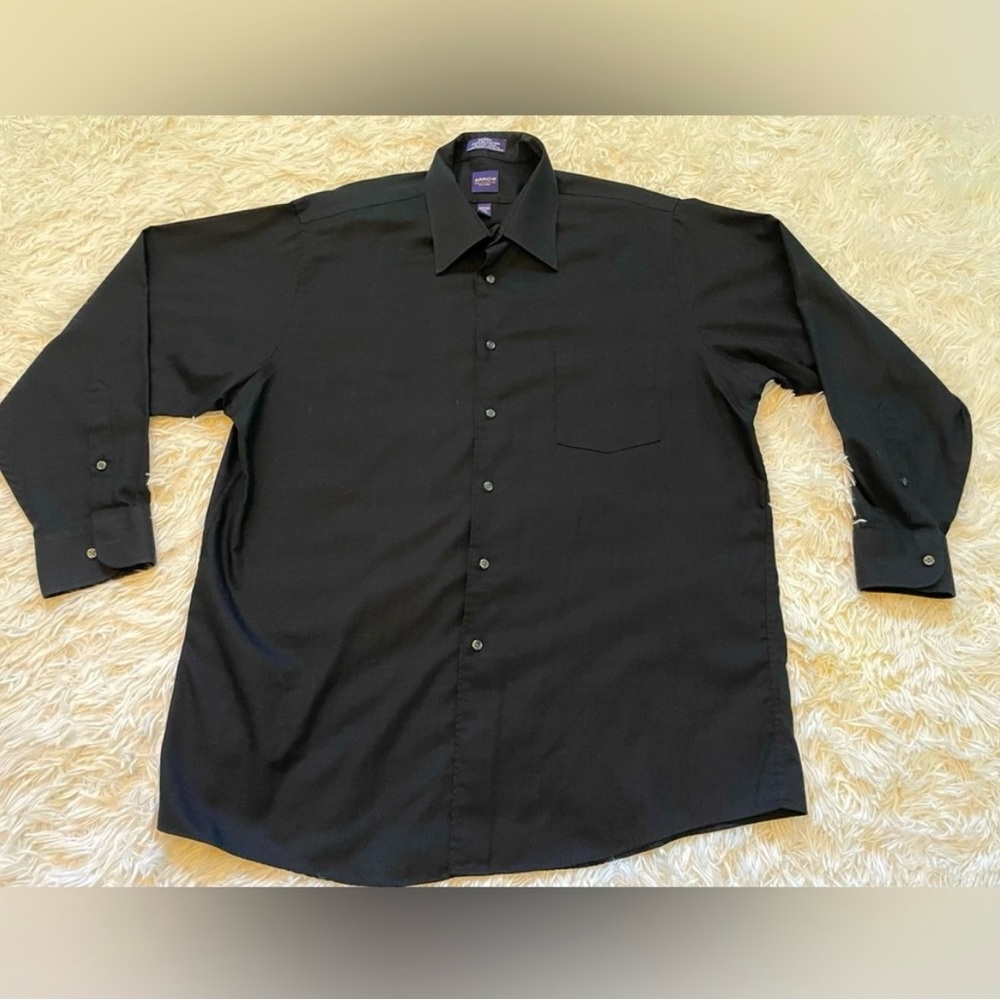 Arrow USA 1851 Black Long Sleeve Button Down
Collared Shirt Size L 16 1/2 32/33